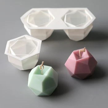 Žvakės Formos Amatų 3D Priėmimo Žvakės, Palaiko Magic Ball Kubo Geometrinės Formos Silikono Formų Rhombus Kamuolys Pelėsių 