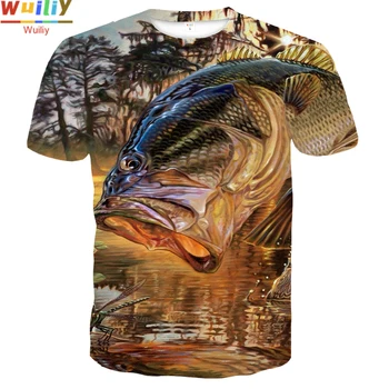 Žvejybos T-shirt Vyrams Vasaros Pobūdžio Grafikos 3D Spausdinimo Tees Sporto Marškinėliai 2021 Naujų Žuvų Viršūnės